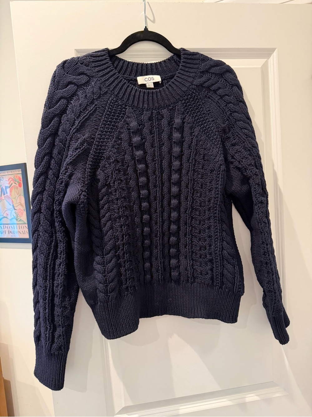 COS Navy Cable-Stitched Crew Sweater - Picture 2 of 5